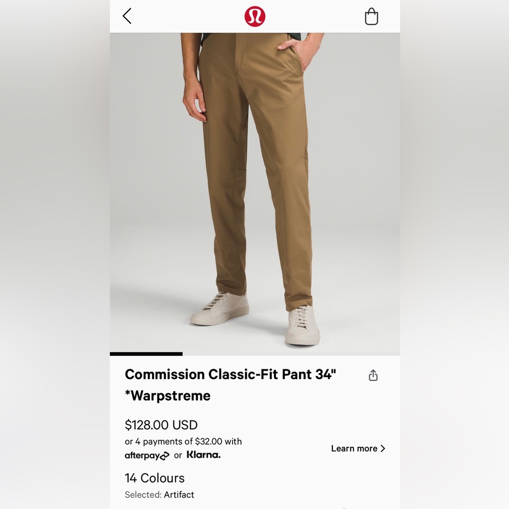 Lululemon abc commission slim fit pant 34”